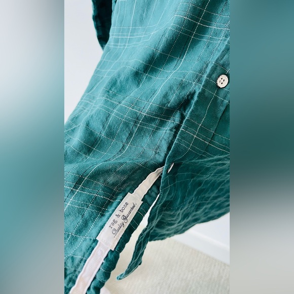 Rag & Bone Green Plaid Button-Up Shirt - Size XL/TG - Picture 6 of 8